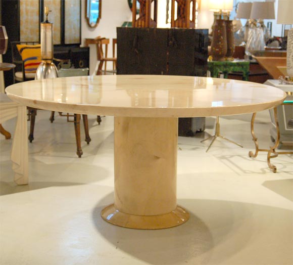 5' Round Goatskin Pedestal Dining Table
