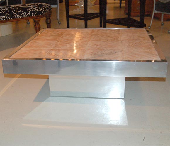 American Aluminum and Parquet Coffee Table