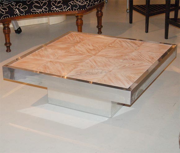 Aluminum and Parquet Coffee Table 3