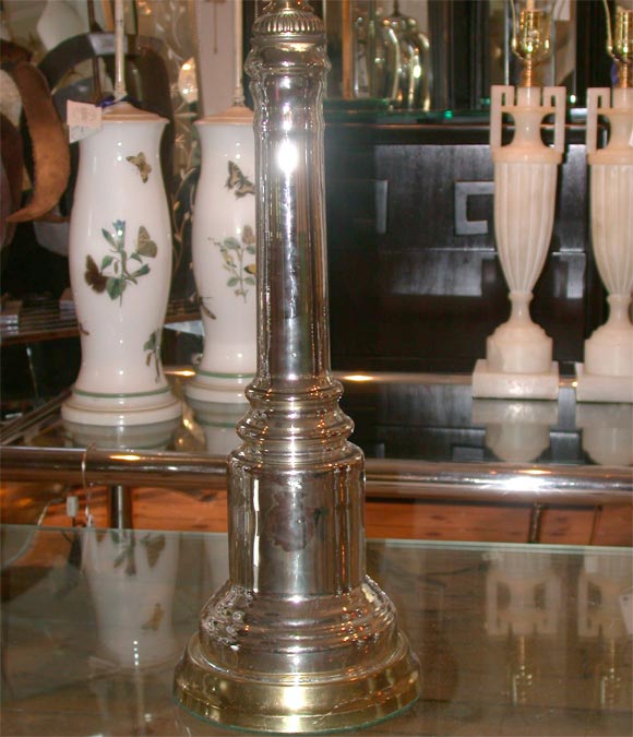 Italian Pair of Mercury Glass Column Lamps