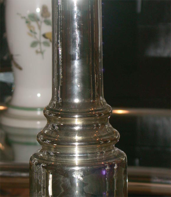 Mid-20th Century Pair of Mercury Glass Column Lamps