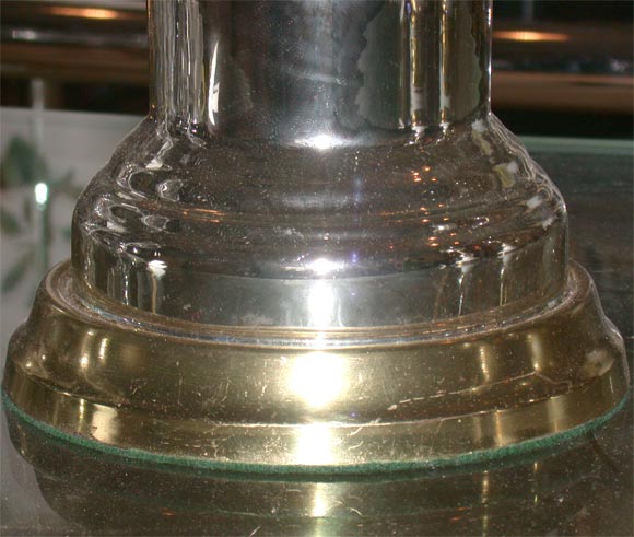 Brass Pair of Mercury Glass Column Lamps