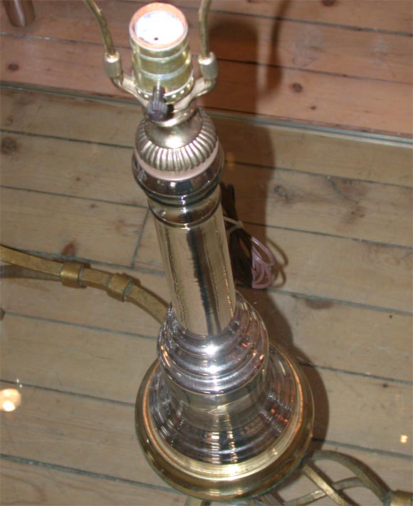 Pair of Mercury Glass Column Lamps 1