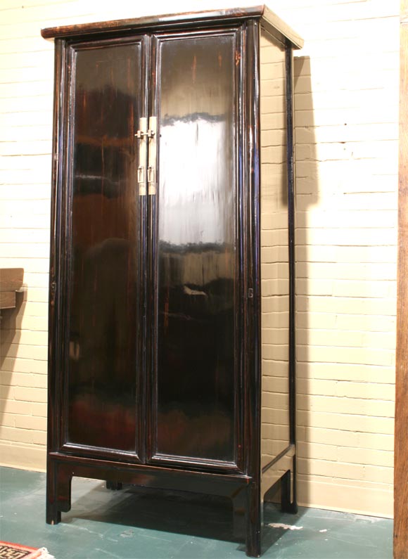 Tall Tapered Black Lacquer Cabinet