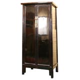 Antique Tall Tapered Black Lacquer Cabinet