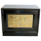 Ebonized Cabinet with Reverse Painted Glass