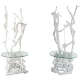 Pair of White Driftwood Table Lamps