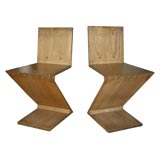 Close Pair of Gerrit Rietveld "Zig Zag" Chairs