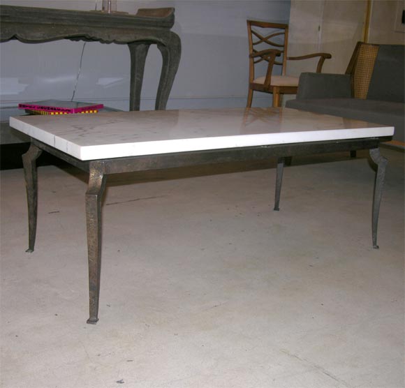 IRON BASE COFFEE TABLE WITH MARBLE TOP