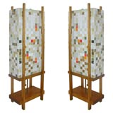 Pair of Mosaic Glass Lamps