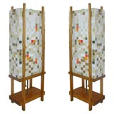 Pair of Mosaic Glass Lamps