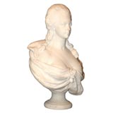 19th Century European Carved Marble Bust of Marie Antoinette