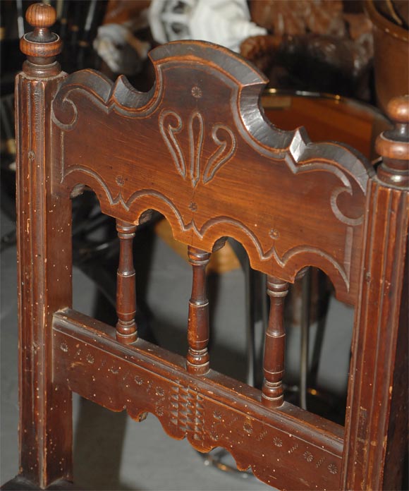 Set of Four Carved Dining Side Chairs, Spanish Colonial, Early 19th Century In Good Condition In San Francisco, CA