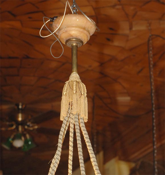 Large Antique Alabaster Hanging Ceiling Light