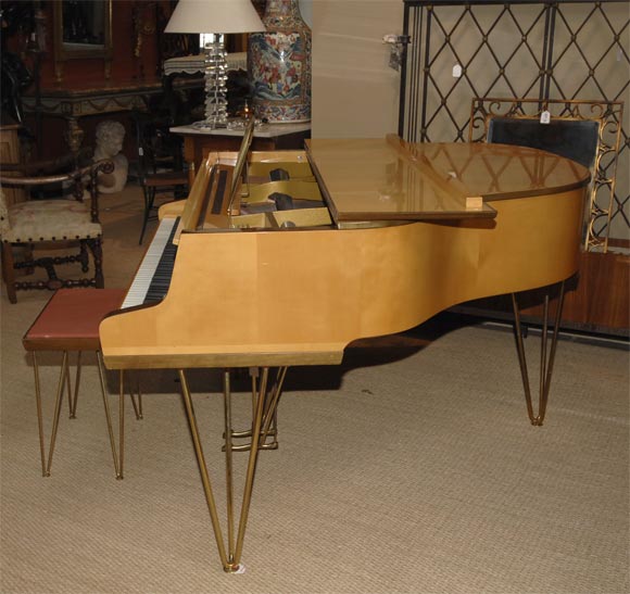 Austrian Mid Century fruitwood Sauter piano and stool