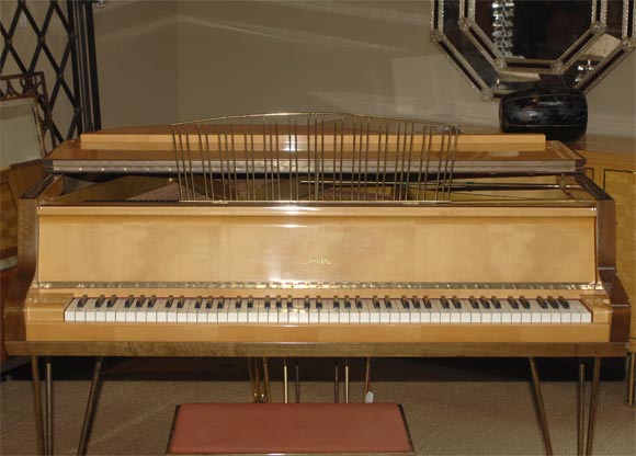Mid Century fruitwood Sauter piano and stool 5