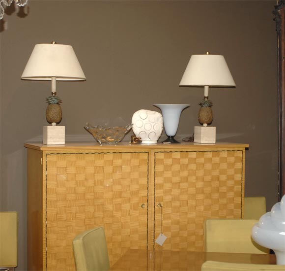 "Ananas Feuillage" pair of table lamps