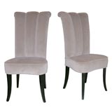 Vintage Pair of Velvet-Mohair High Back Chairs