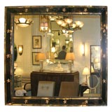 Black and Smoked Bordered Mirror with Gilded Star Detailing