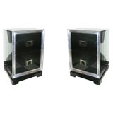 Pair of Black Lacquer & Silver Leaf End Tables