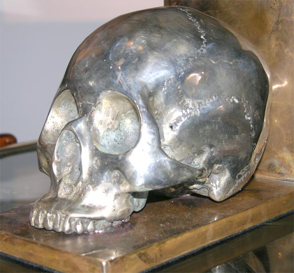 Bronze and Silver Skull Bookends 1