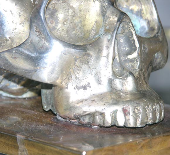 Bronze and Silver Skull Bookends 2