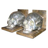 Bronze and Silver Skull Bookends