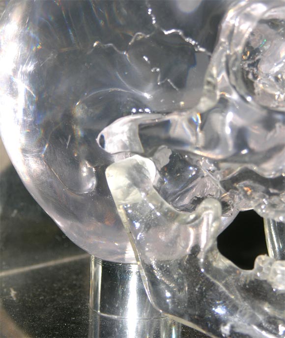 Late 20th Century Lucite and Nickel Skull Bookends