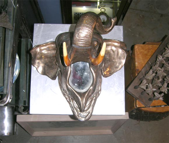 Meiji, Bronze, Figural Elephant Wall Mirror