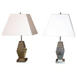 Pair of Sterling Silver Lamps