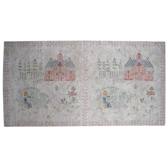Overscale Swedish Folk Mural on Stretched Linen