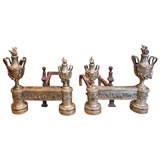 FRENCH LOUIS XVI STYLE BRONZE CHENETS ANDIRONS FRENCH LOUIS XVI STYLE BRONZE CHENETS ANDIRONS