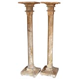 Pair of Tall Italian Faux-Marbre Pedestals