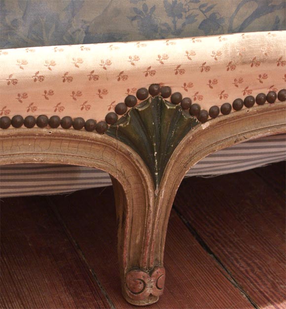 Carved Polychromatic Louis XV Day Bed (upholstery removed) 2