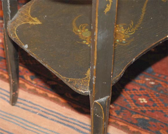 Gilt Louis XV chinoiserie-decorated black lacquer table For Sale
