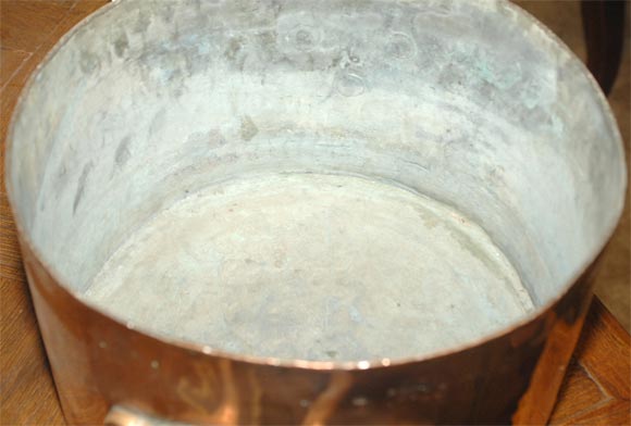English copper & brass two-handled pan In Good Condition For Sale In San Francisco, CA