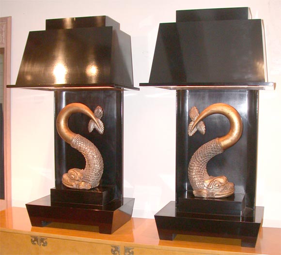 PHENOMENAL PAIR OF LAMPS IN THE STYLE OF JAMES MONT