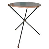 Cast Iron Brass and Wood Collapsable Side Table