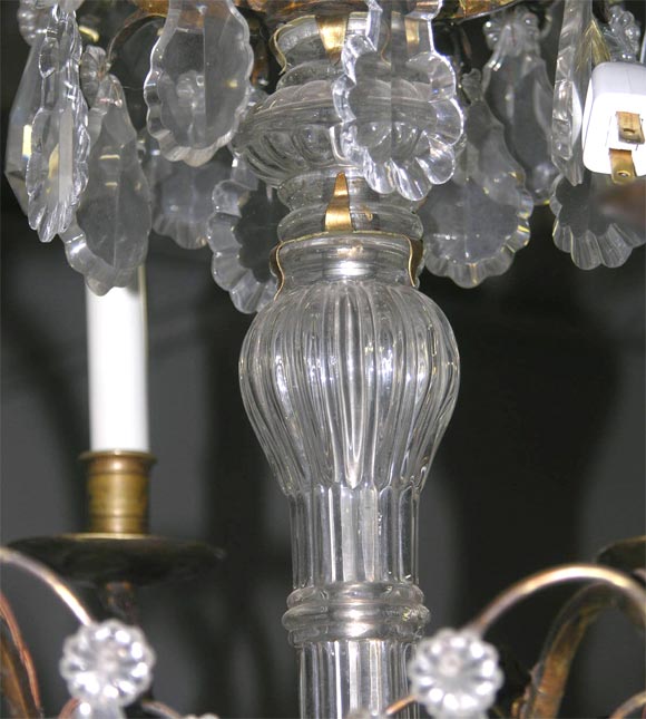 Pair of Crystal and Bronze 4-Tiered Chandeliers by Jansen For Sale 3
