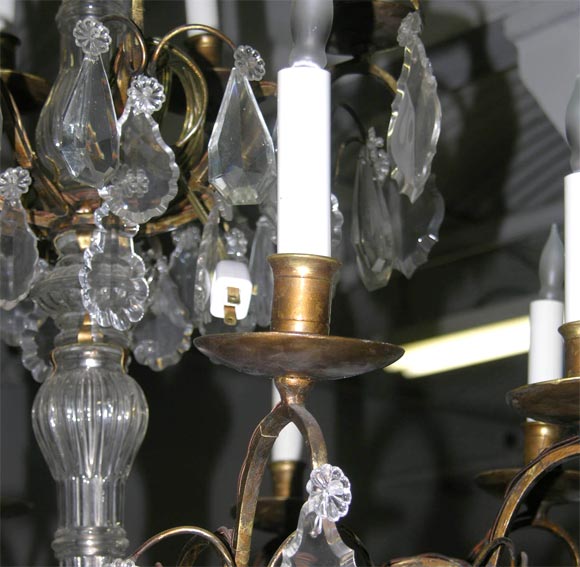 Pair of Crystal and Bronze 4-Tiered Chandeliers by Jansen For Sale 4