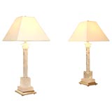 PAIR OF ROCK CRYSTAL COLUMN LAMPS