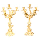 PAIR OF LOUIE 16TH STYLE BRONZE CANDELABRAS