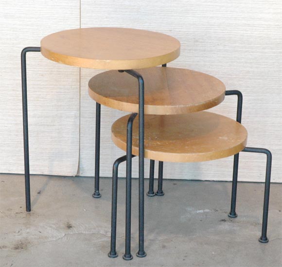 Set of 3 nesting stools for Modern Color. Conover's Sausalito CA studio was a large part of the Pacifica group of CA furniture along with Greta Grossman, Milo Baughman & Murial Coleman.