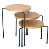 Set of 3 mahogany & iron nesting stools, Luther Conover