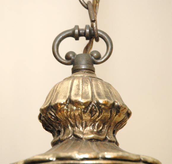 3 tier Amber Glass Chandelier or Swag Lamp For Sale 2