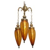 3 tier Amber Glass Chandelier or Swag Lamp