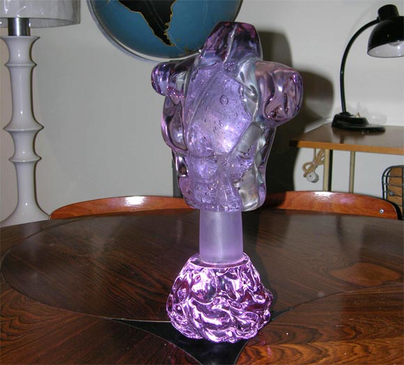 A purple Murano glass bust designed and signed by Andrea Talia Pietra, 1975.
