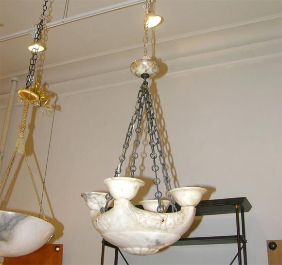 Neo-classical alabaster chandelier