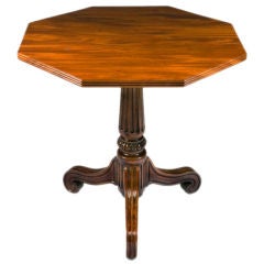 19th Century Octagonal Mahogany Tilt Top End Table With Fluted B