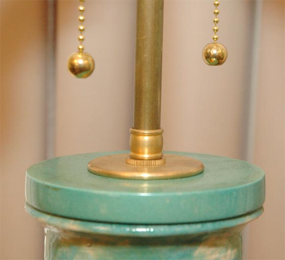 Mid-20th Century Pair of Turquoise Lava Glaze Lamps
